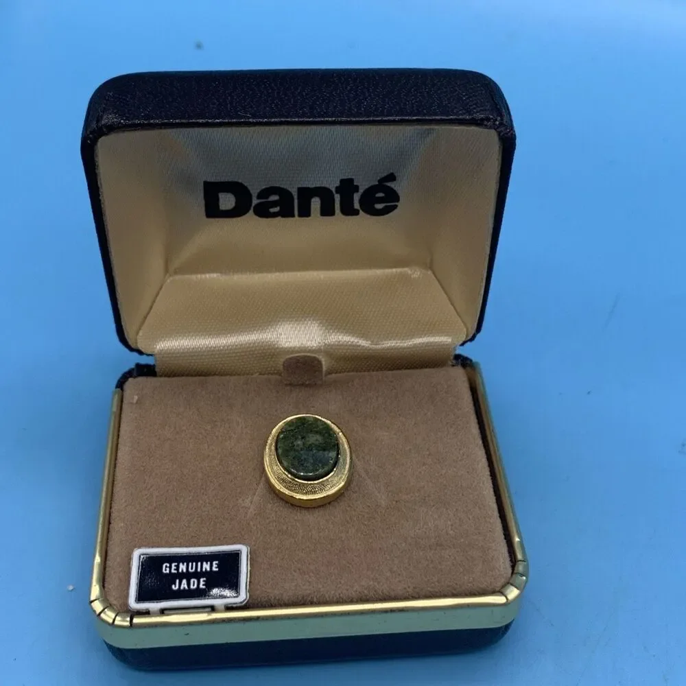 Vintage 1970's Dante Genuine Jade Tie Pin (Y-3)